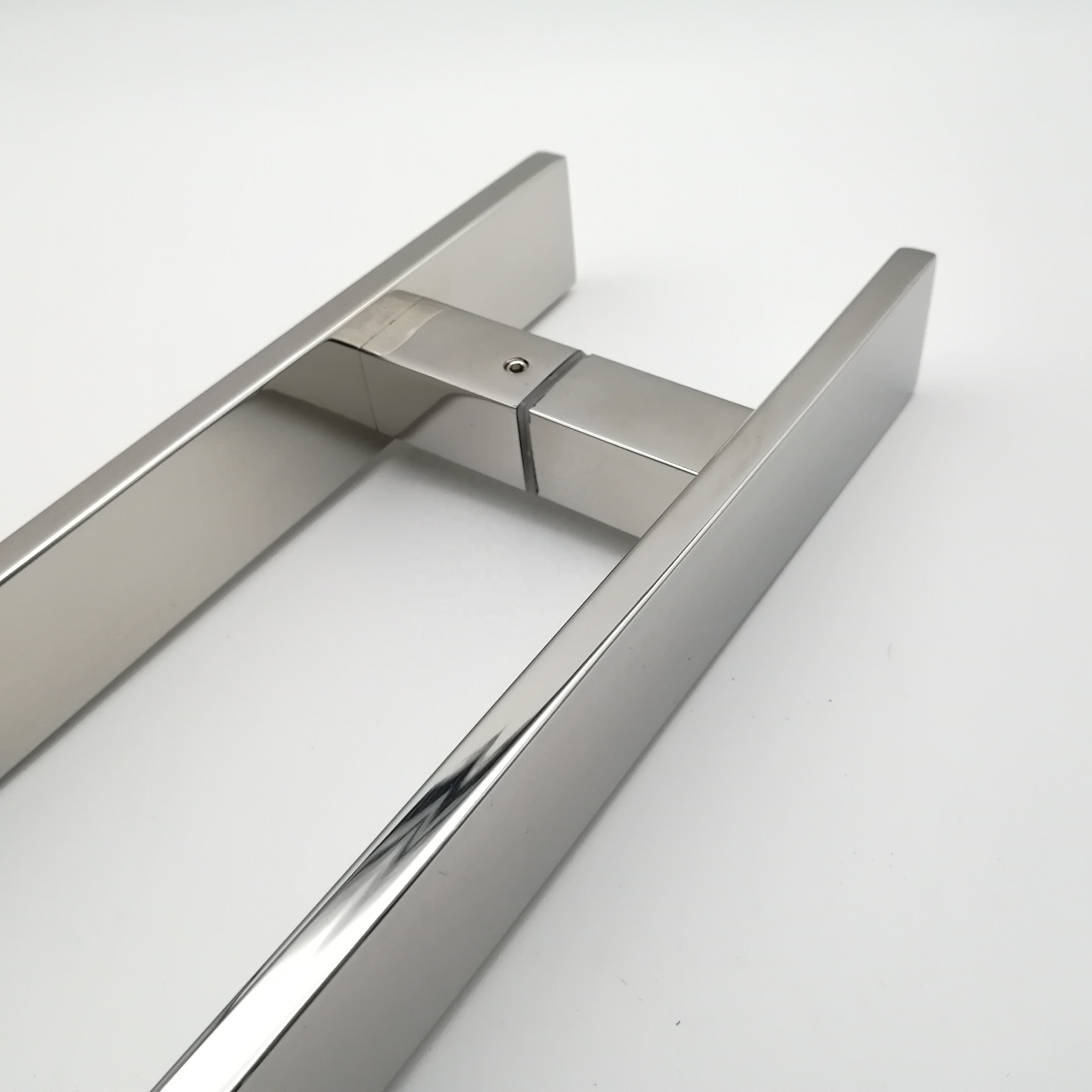 Back To Back Fixing Steel Square Tube Mirror Pull Handles For Glass Door